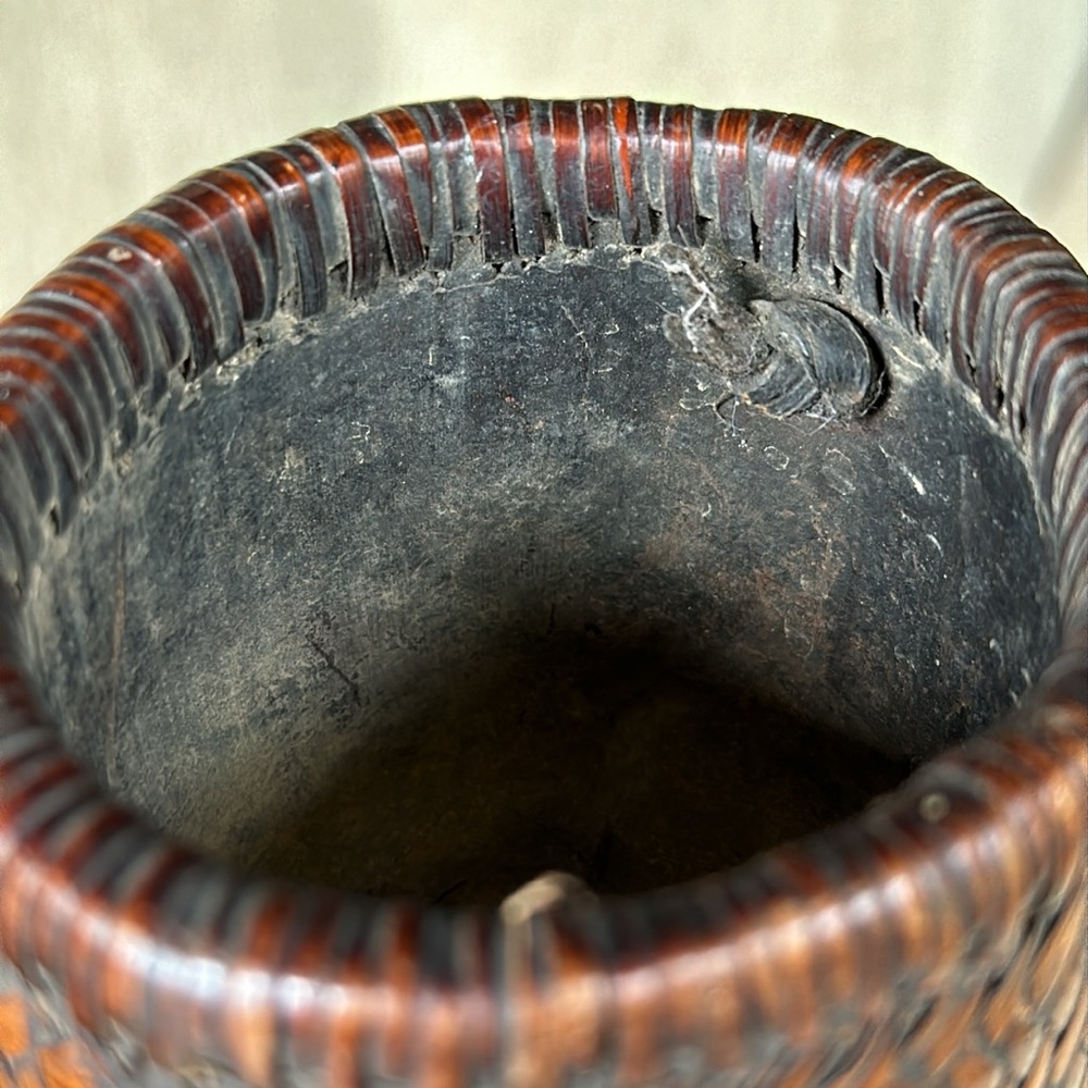 VINTAGE Palang from Bhutan - Woven Basketry Fiber Wine Vessel Carrier - Picture 8 of 8